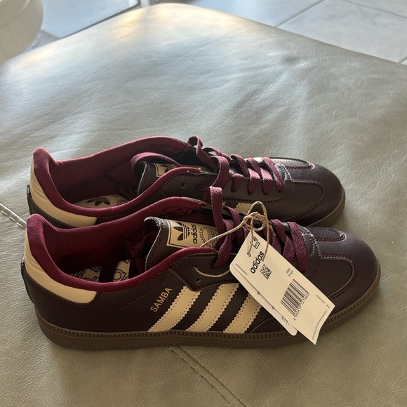 Adidas Samba Burgundy and Beige Samba Sneakers - Picture 1 of 6